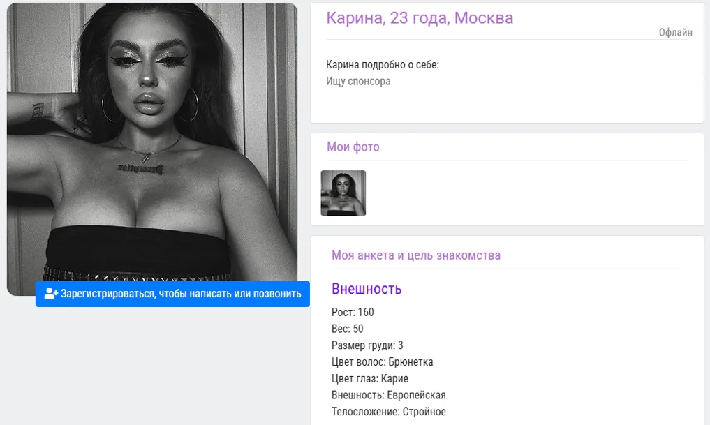 анкета содержанки